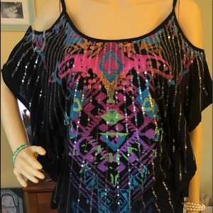 Bright colored Aztec design top
